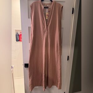 Entro Red and Tan Striped Wide Leg Jumpsuit